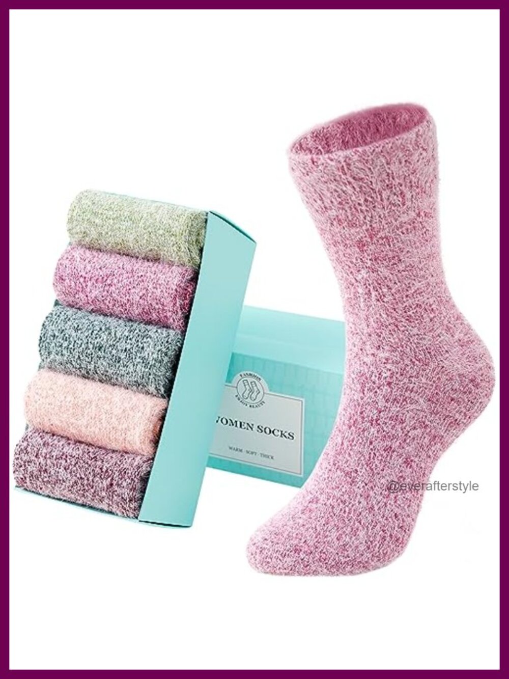 Wool Blend Fuzzy Cozy Warm Calf Socks 5 Pair Gift Set